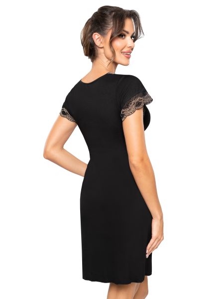 Camisón negro con mangas de encaje - Hana - 2