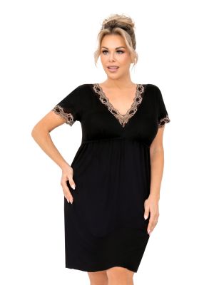 Camisón talla grande negro con encaje - Hana
