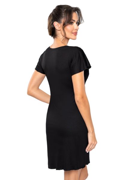 Elegante camisón con mangas - Luiza negro - 3